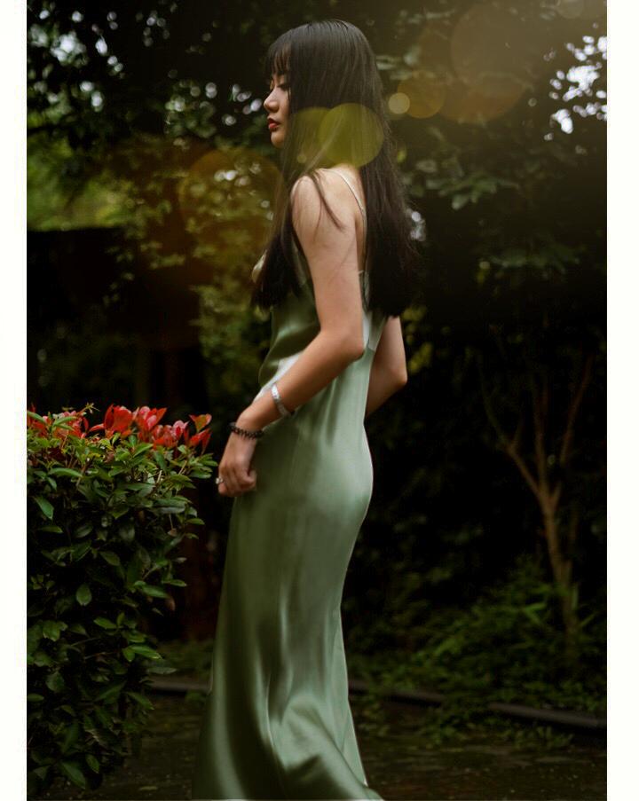 Silhouette Silk Cowl Slip Dress Mint - Sea Green by Anaphe