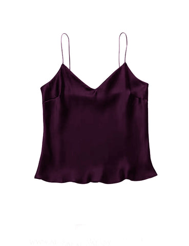 V neck Deep Purple Mulberry Silk Top