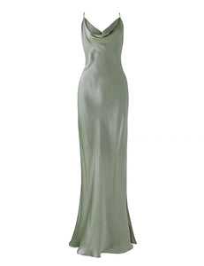 Crystal Sage Green Mulberry Silk Gown