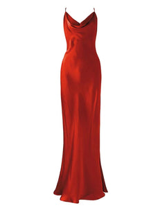 Crystal Metallic Red Mulberry Silk Gown