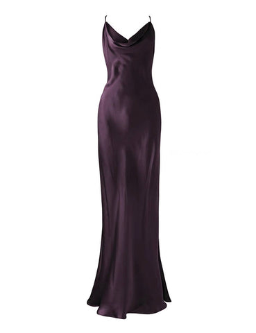 Crystal Deep Purple Mulberry Silk Gown