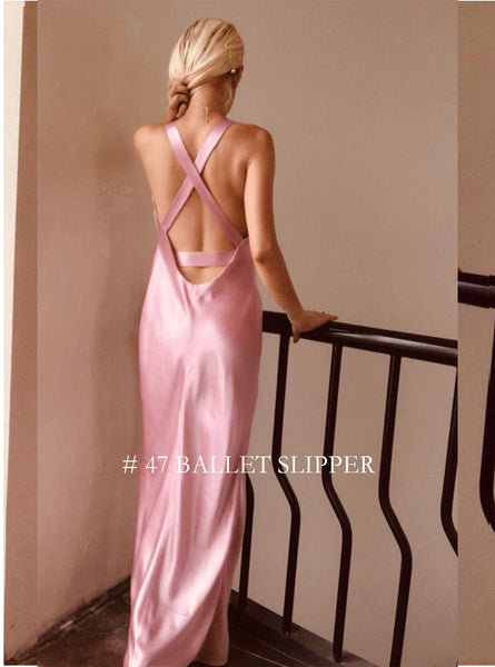 Xenia Pink Wrap Silk kjole