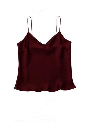 V neck Burgandy Mulberry Silk Top