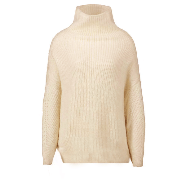 100% Cashmere Chamapagne White Sweater - Studio Alashanghai Silk