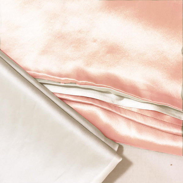 2 PCS* Pink White Silk Pillowcase COLOR NO.14 - Studio Alashanghai Silk