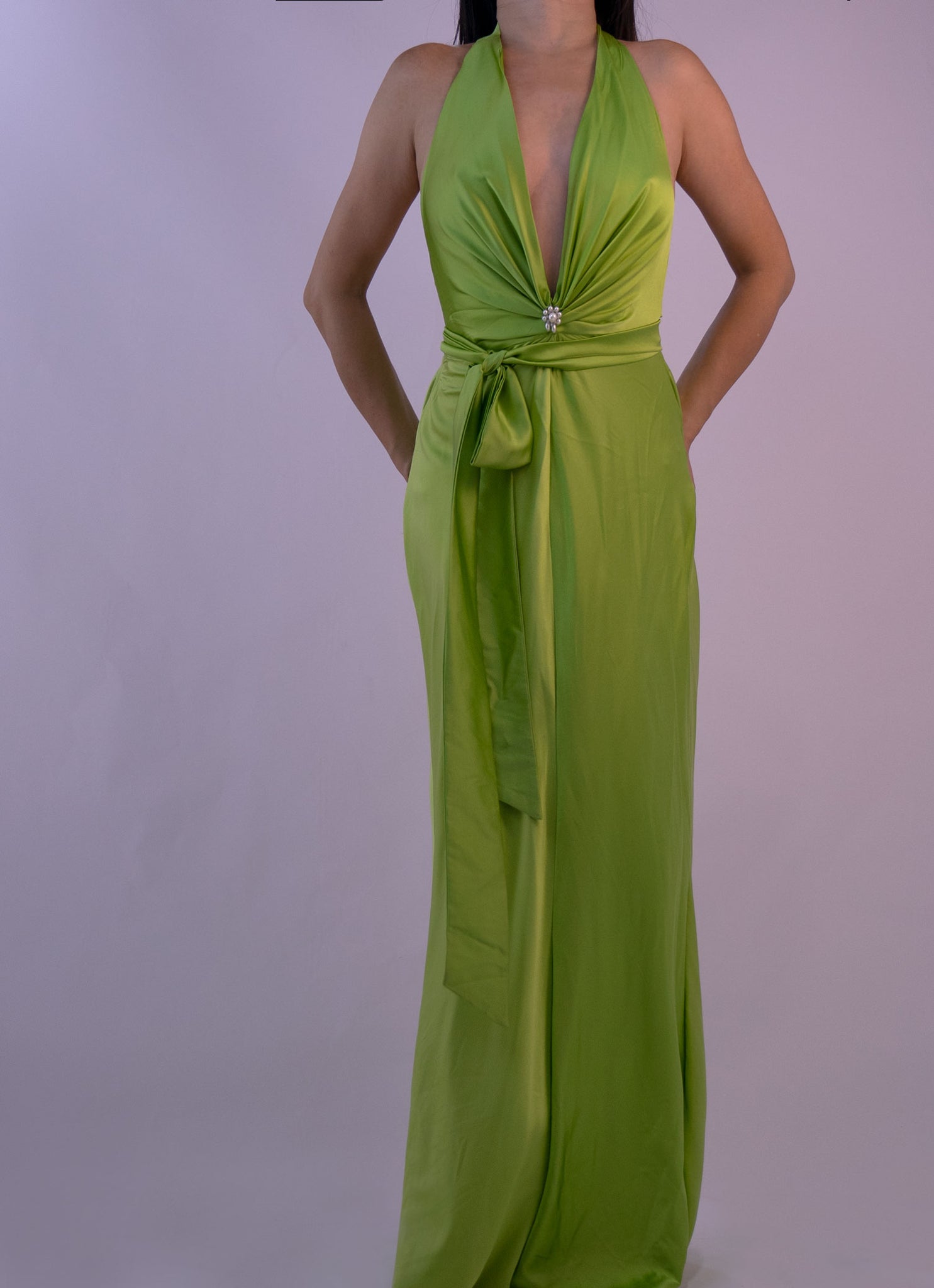 100% Mulberry Silk Jewel Green  Dress Gown
