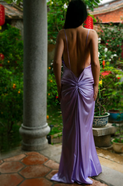 100 % Mulberry Silk Cielo Lavendel klänning