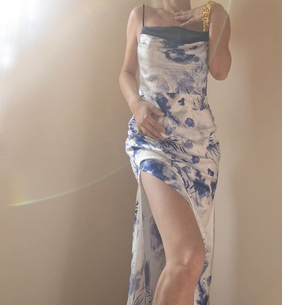 Rhiannon Silk Dress Ink Bamboo