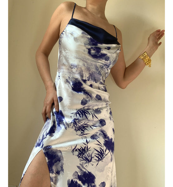 Rhiannon Silk Dress Ink Bamboo