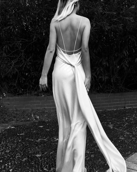 Aiza White Draped Dress Gown - Studio Alashanghai Silk