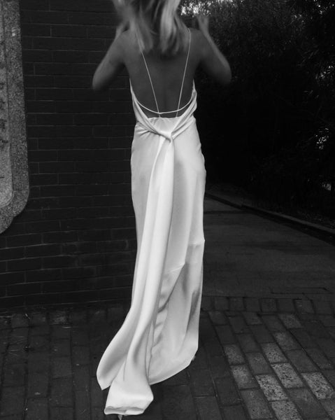 Aiza White Draped Dress Gown - Studio Alashanghai Silk