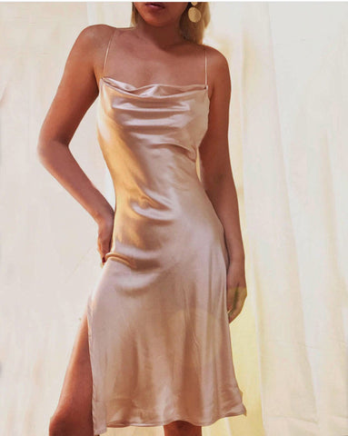 Lexie Mulberry Silk Chemise Midi Slip Dress - Studio Alashanghai Silk