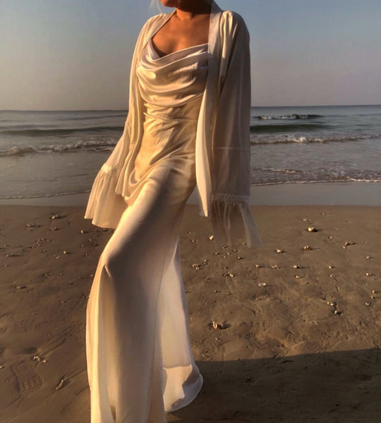 Rhiannon Pure White Silk Dress - Studio Alashanghai Silk