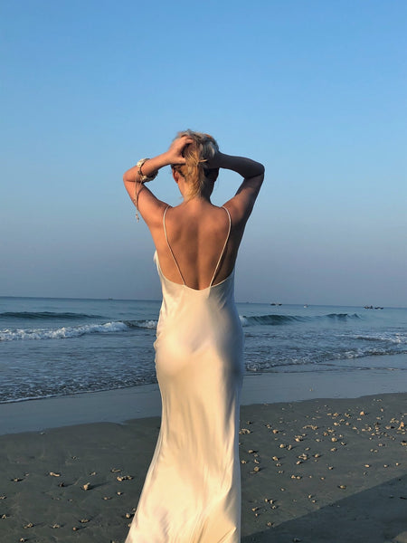 Rhiannon Saf Beyaz İpek Elbise - Studio Alashanghai Silk