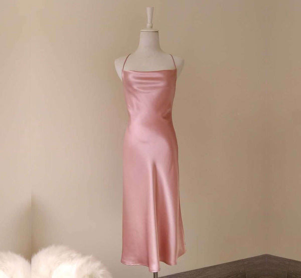 Rose Cowl Neck Mulberry Silk Slip Dress - Studio Alashanghai Silk