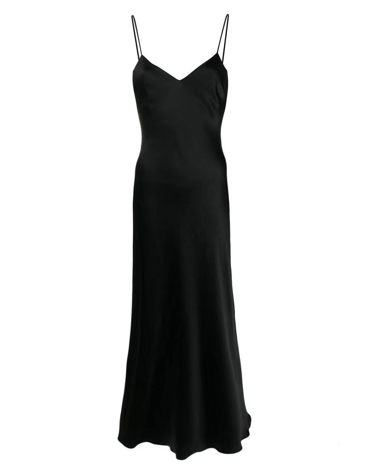 SAMPLE SALE *Black V Neck Mulberry Silk Slip Dress - Studio Alashanghai Silk
