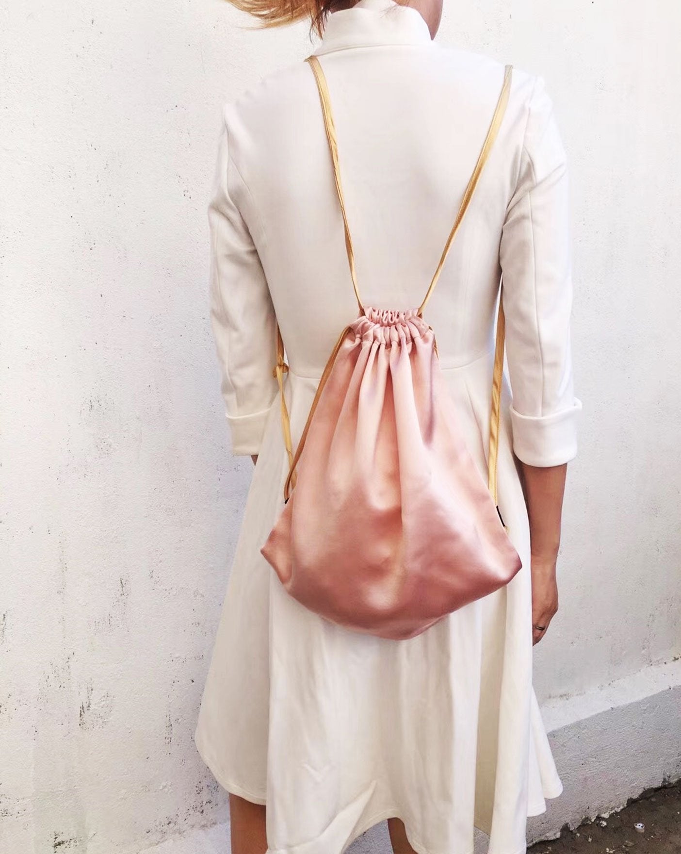 Silk Satin Pink Backpack - Studio Alashanghai Silk