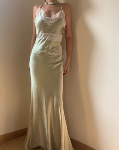Tin Sage Green Mulberry Silk Dress Gown - Studio Alashanghai Silk