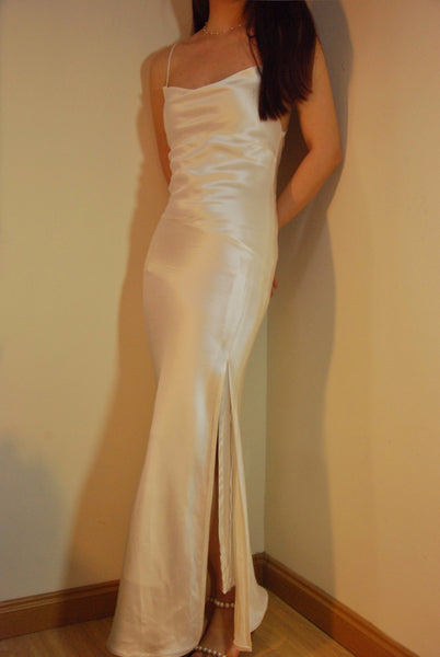 White Organic Silk Long Dress - Studio Alashanghai Silk