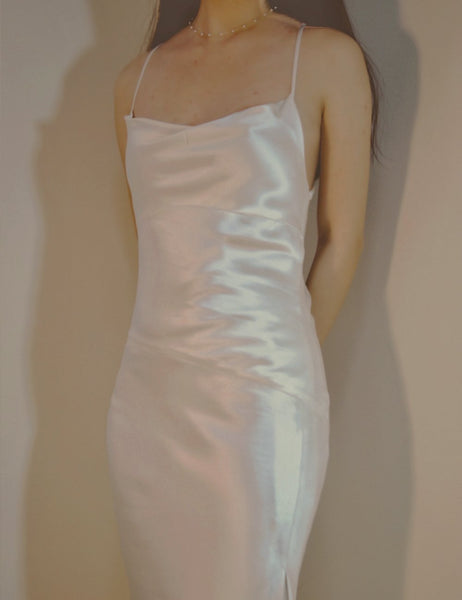 White Organic Silk Long Dress - Studio Alashanghai Silk