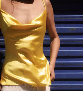 Top camisero de seda morera amarillo - Studio Alashanghai Silk